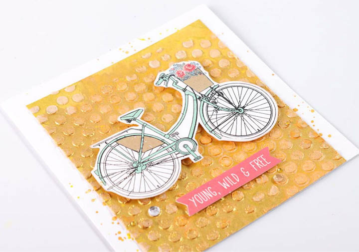 Kaisercraft – Bicycle image, “Young, Wild & Free” embellishments